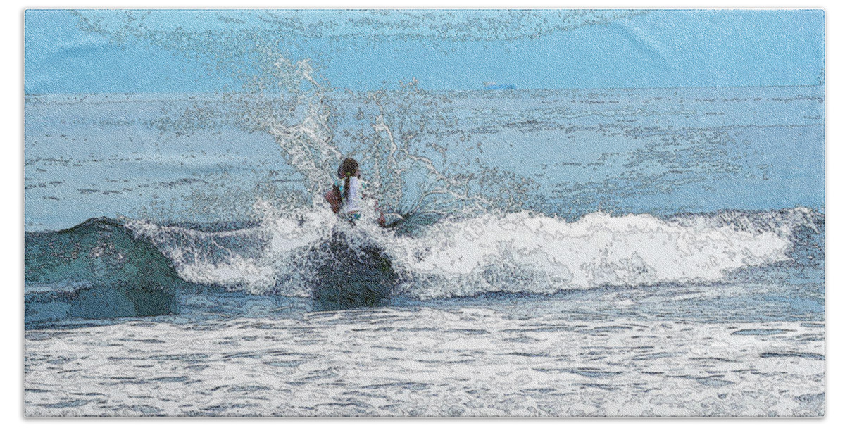 Photo Art Bath Towel featuring the photograph Through the Wave Blues by Maureen E Ritter