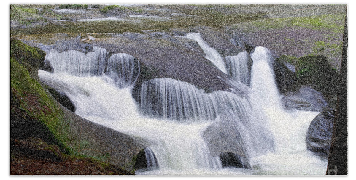 Waterfalls Bath Towel featuring the photograph Tiered Waterfals by Randy Harris