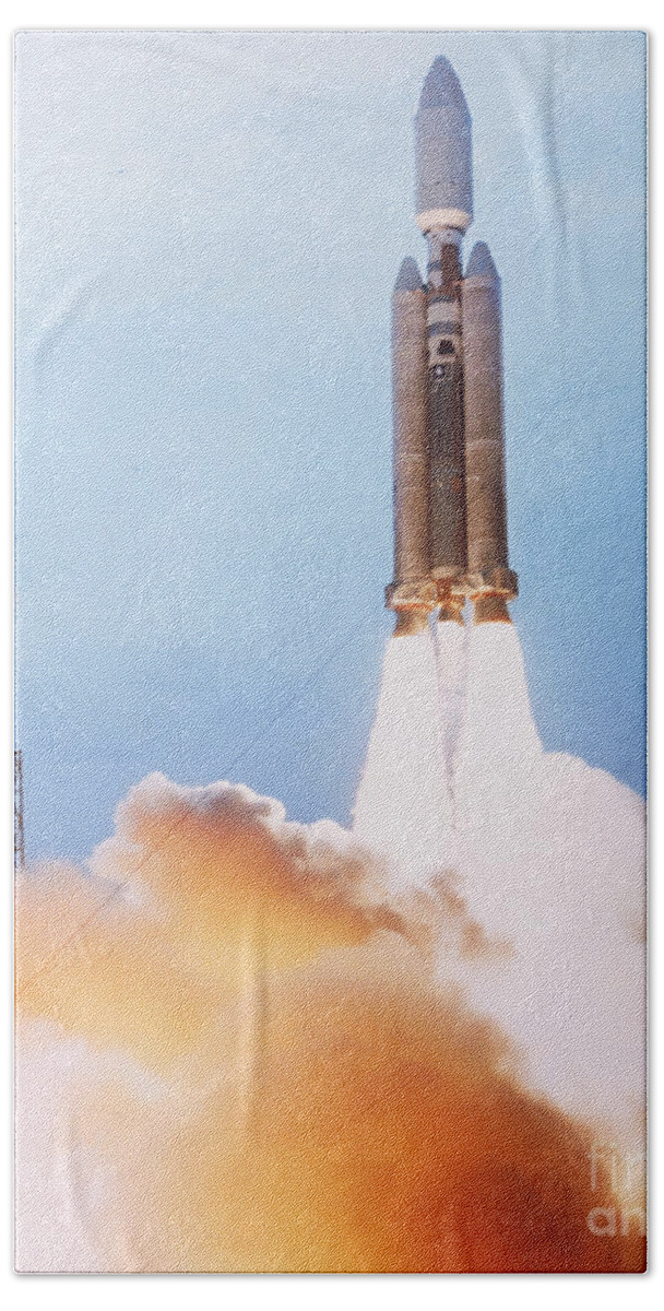 Transport Bath Towel featuring the photograph Titan Iv Rocket by Science Source