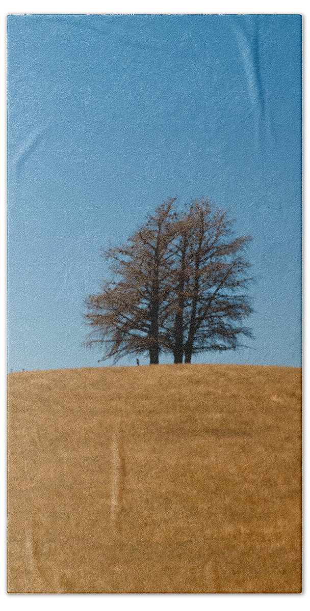 Agriculture Hand Towel featuring the photograph Tree formation on a hill of veldt by U Schade