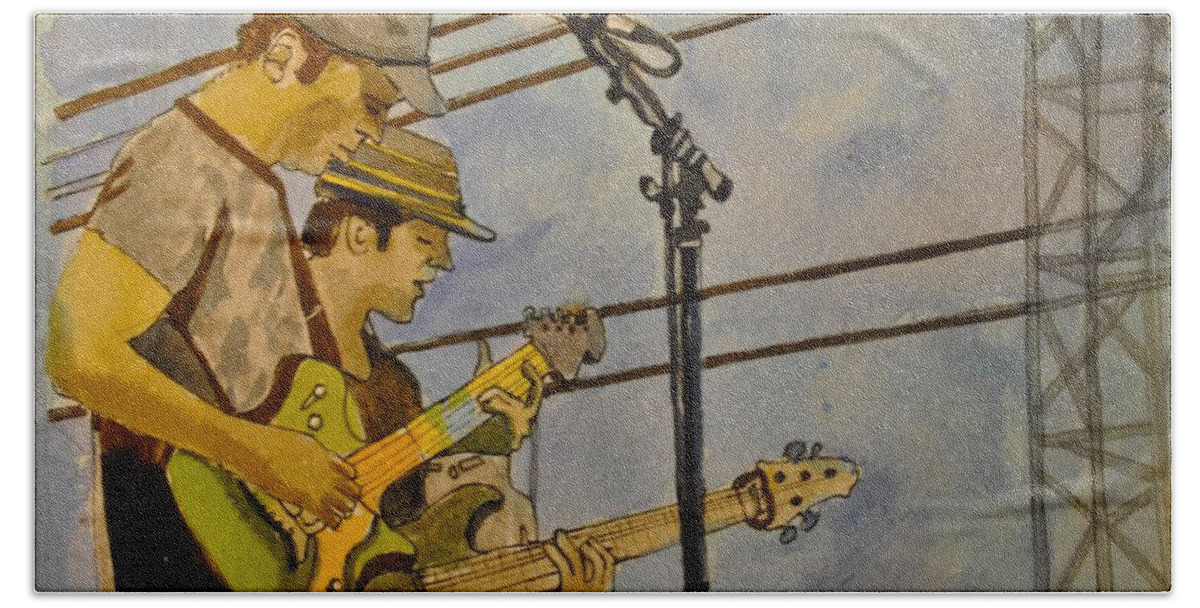 Umphrey's Mcgee Bath Towel featuring the painting Umphreys Mcgee at the Stone Pony by Patricia Arroyo