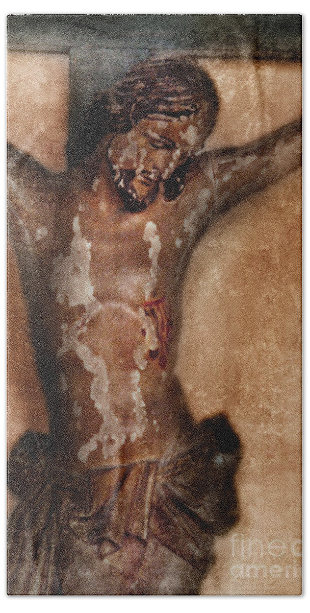 Crucifix Hand Towel featuring the photograph Vintage Crucifix by Jill Battaglia