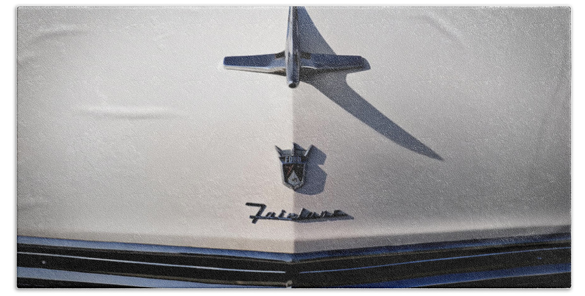 Classic Bath Towel featuring the digital art Vintage Ford Fairlane Hood Ornament by Douglas Pittman