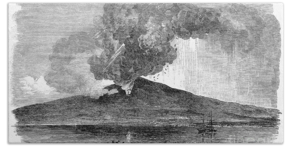 1852 Bath Towel featuring the photograph Volcano: Etna, 1852 by Granger
