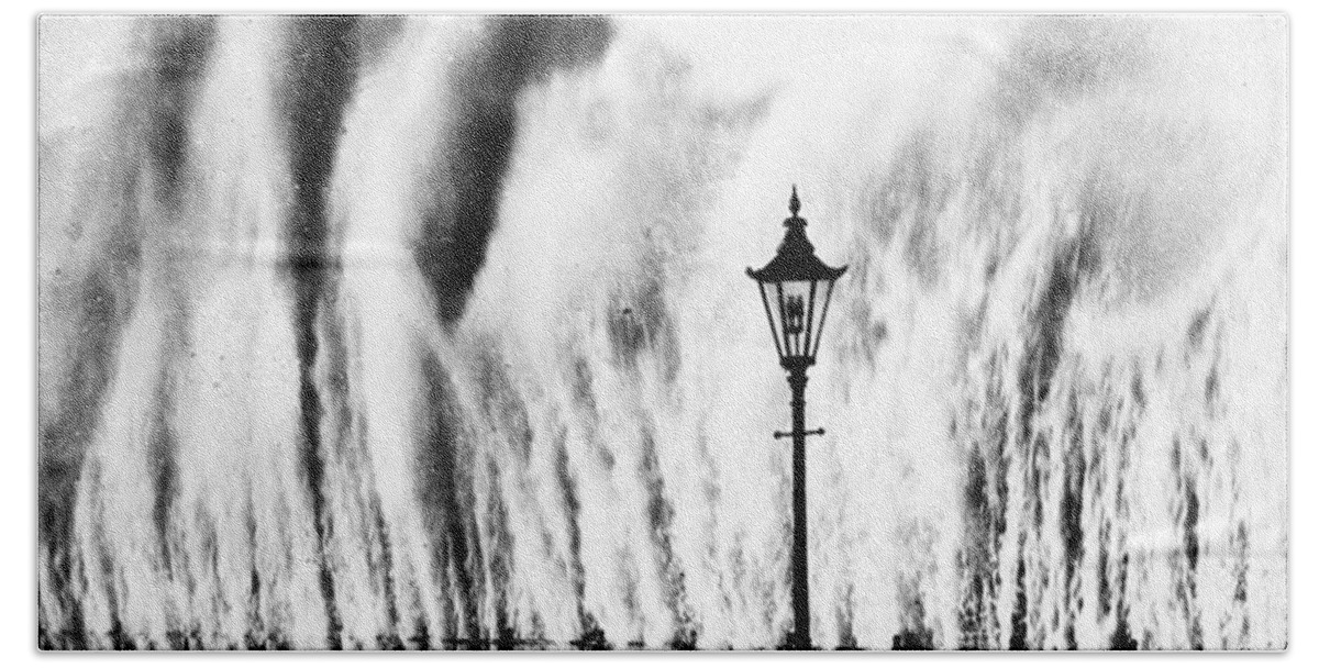 Weather Bath Towel featuring the photograph Waves Smashing Seawall, 1938 by Science Source