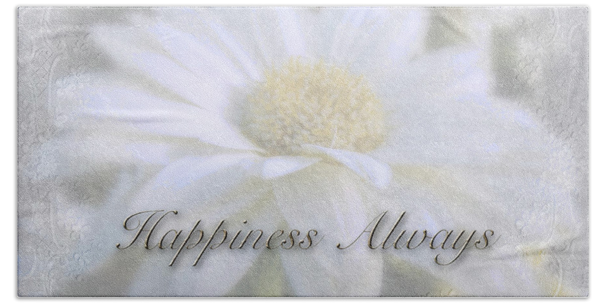 Wedding Hand Towel featuring the photograph Wedding Happiness Greeting Card - White Gerbera Daisy by Carol Senske