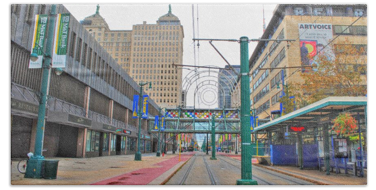  Hand Towel featuring the photograph Welcome to DT Buffalo by Michael Frank Jr