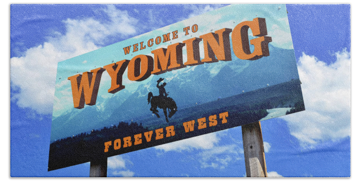Wyoming Hand Towel featuring the photograph Welcome to the West by La Dolce Vita