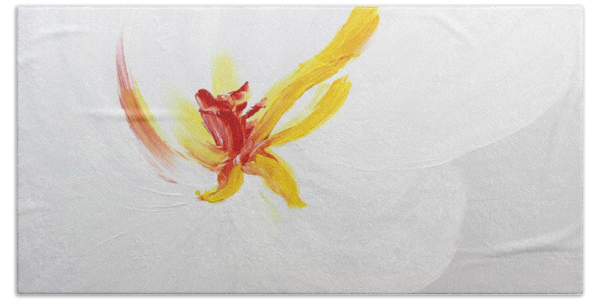 White Flower Bath Towel featuring the painting White Flower by Kume Bryant