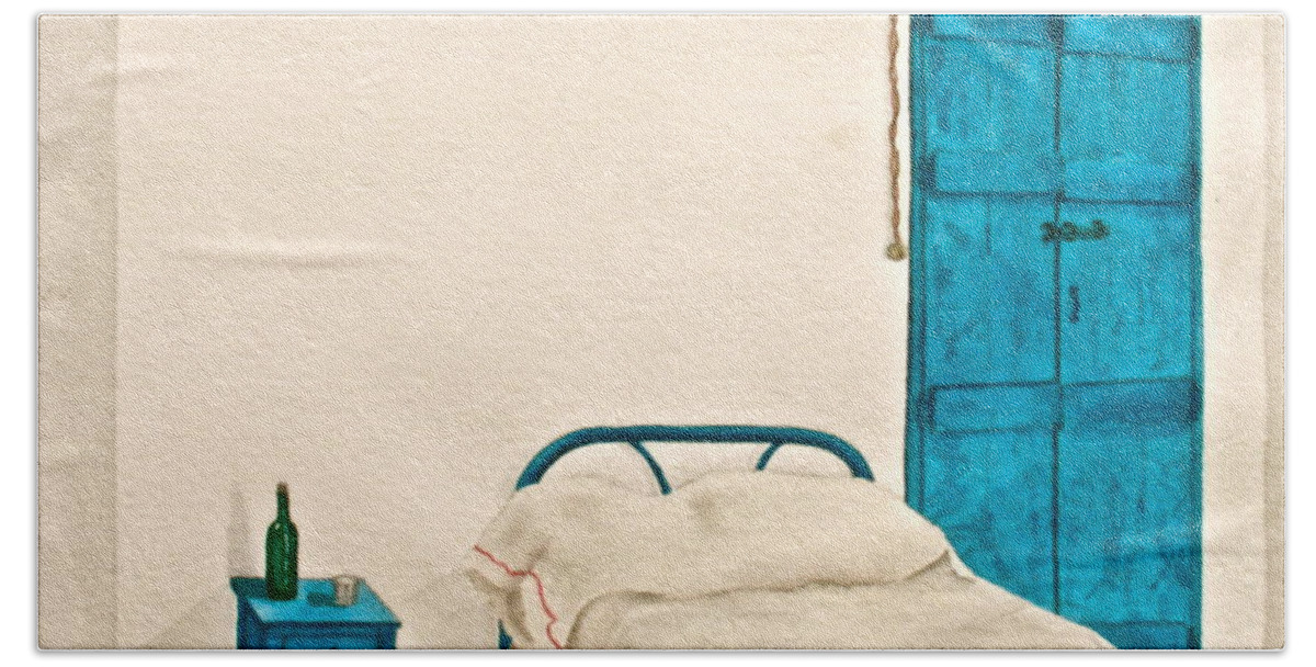 White Hand Towel featuring the painting White Room by Frank SantAgata