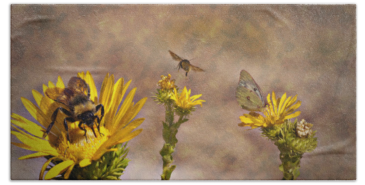 Butterfly Hand Towel featuring the photograph Wild Flower Garden by Douglas Barnard