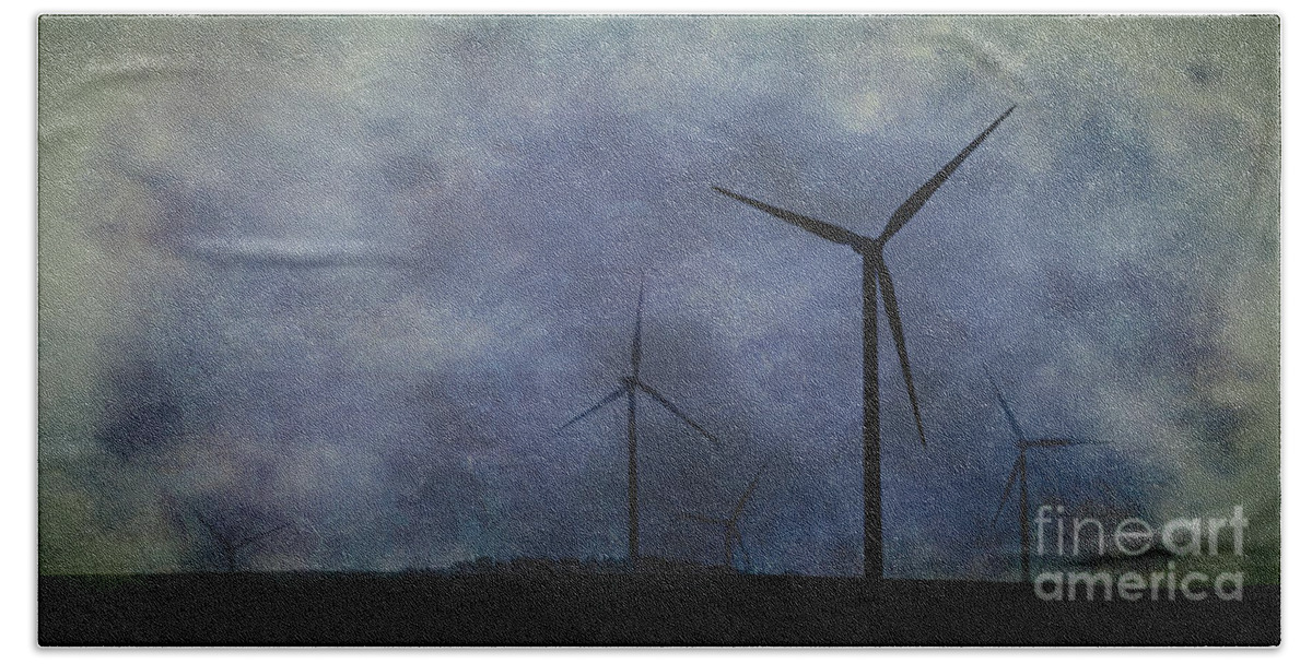 Texture Bath Towel featuring the photograph Windmills. by Clare Bambers