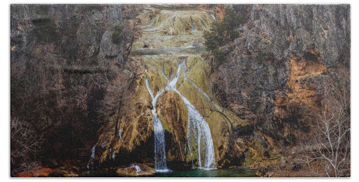 Landscape Bath Towel featuring the photograph Winter Time at the Falls by Doug Long