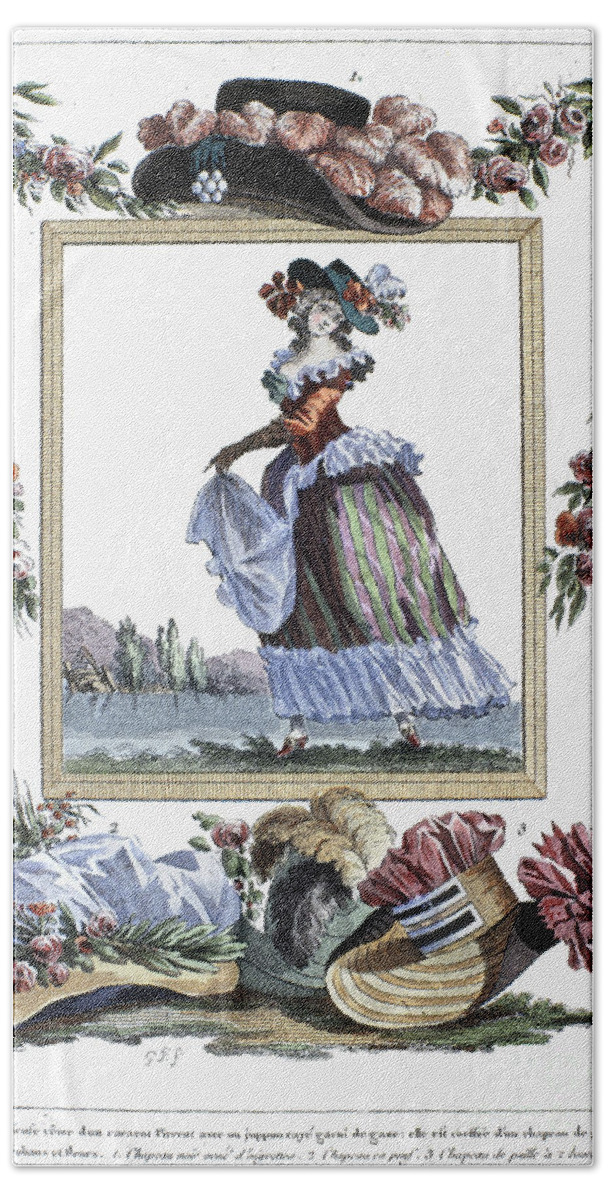 1785 Bath Towel featuring the photograph WOMENS FASHION, c1785 by Granger