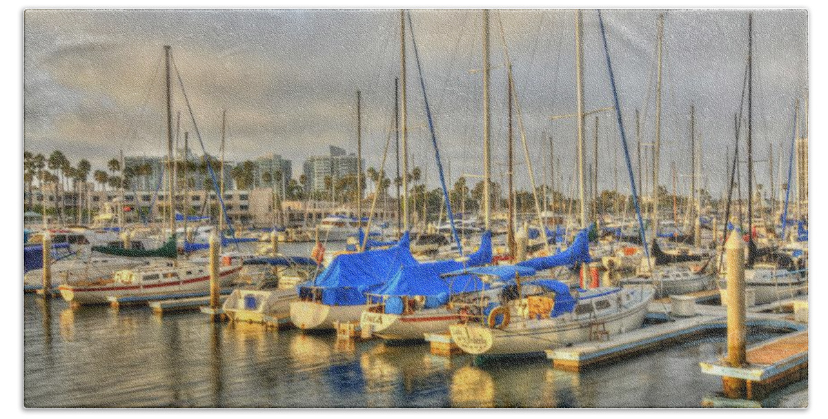 Marina Del Rey Bath Towel featuring the photograph Yachts On A Lazy Afternoon by Richard Omura