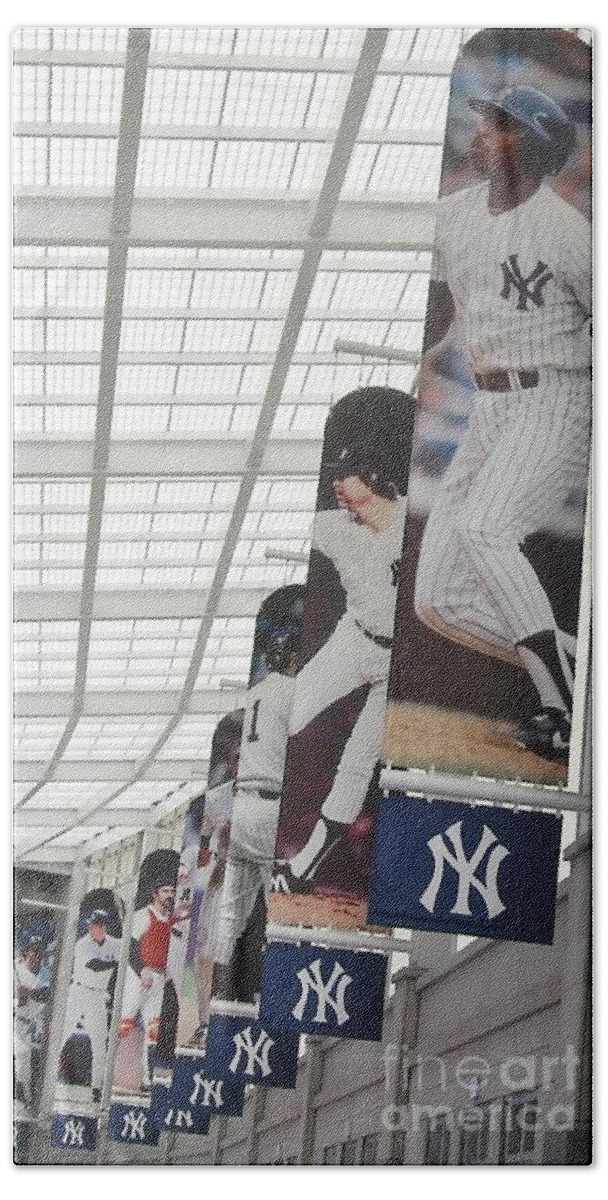 Yankee Stadium Bath Towel featuring the photograph Yankee Flags by Michelle Welles