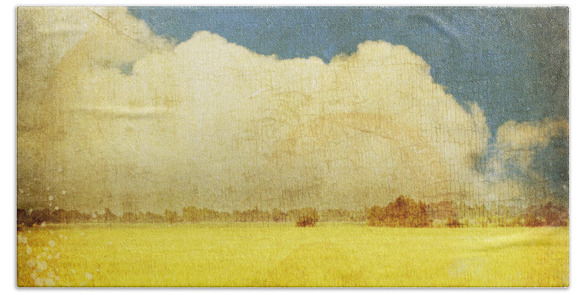 Abstract Hand Towel featuring the photograph Yellow field by Setsiri Silapasuwanchai
