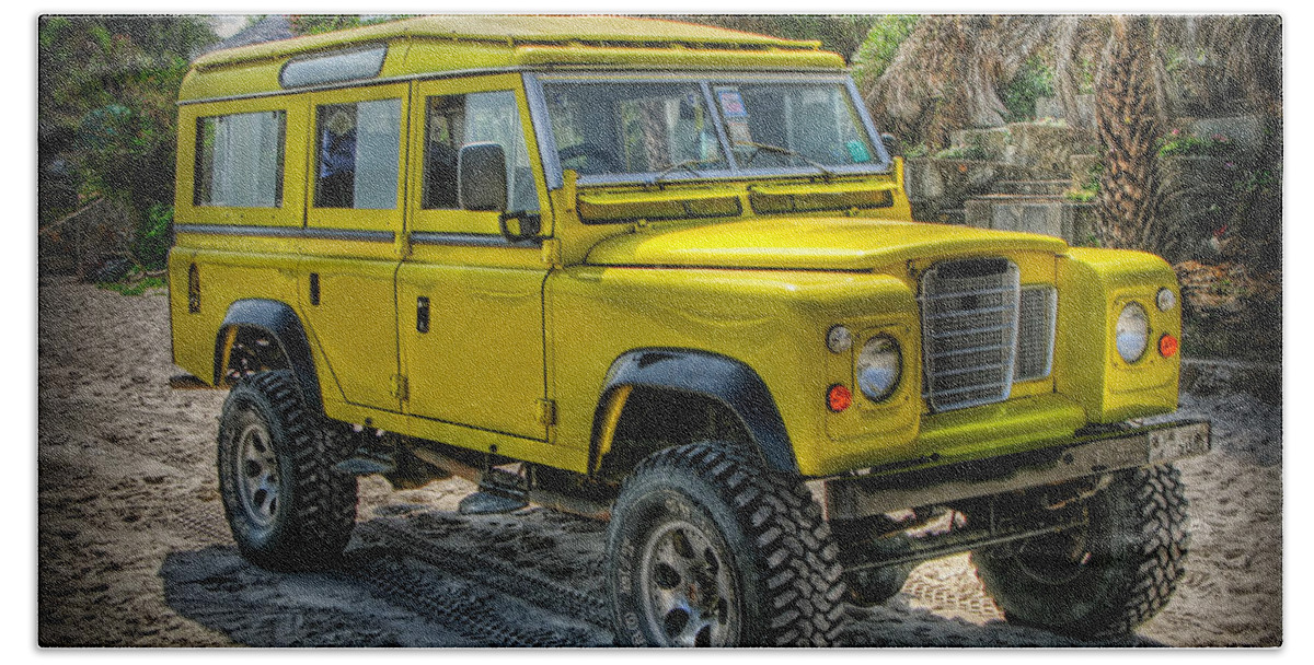 Jeep Hand Towel featuring the photograph Yellow Jeep by Adrian Evans
