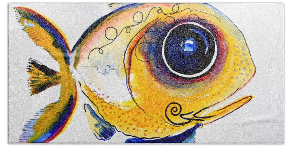 Fish Hand Towel featuring the painting Yellow Study Fish by J Vincent Scarpace