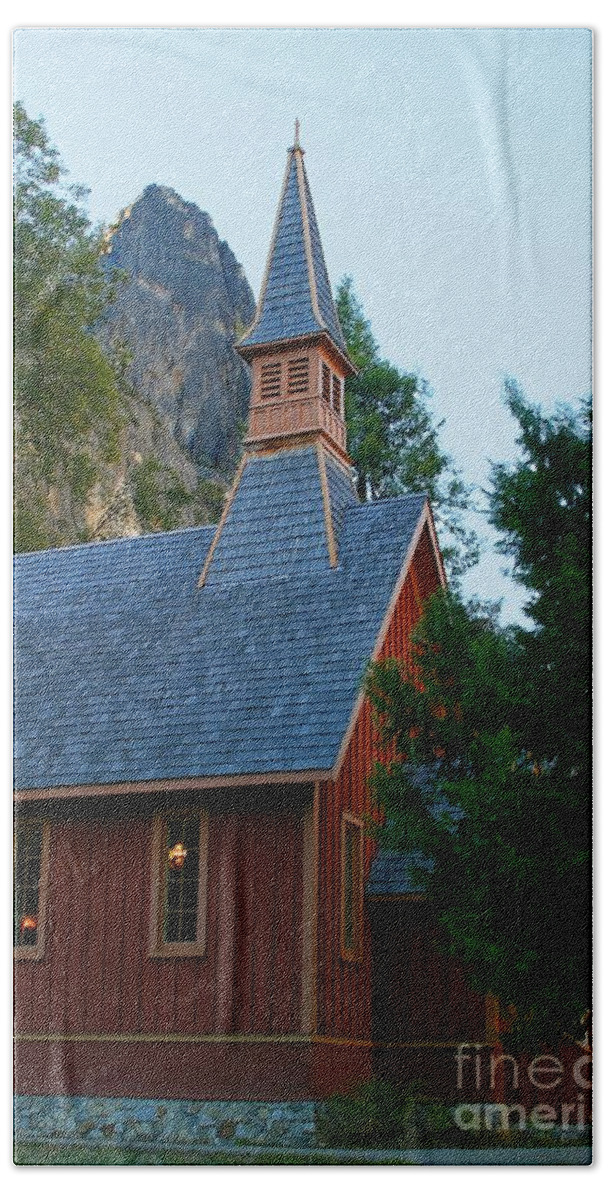 Park Hand Towel featuring the photograph Yosemite Chapel by Henrik Lehnerer