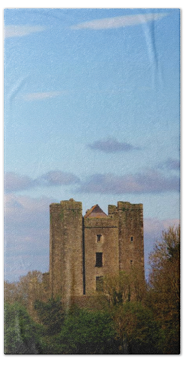 Castle Hand Towel featuring the photograph Dunsoghly Castle by Martina Fagan