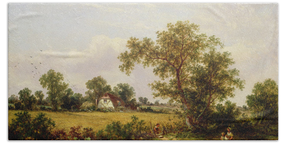 Essex Hand Towel featuring the painting Essex Landscape by James Edwin Meadows