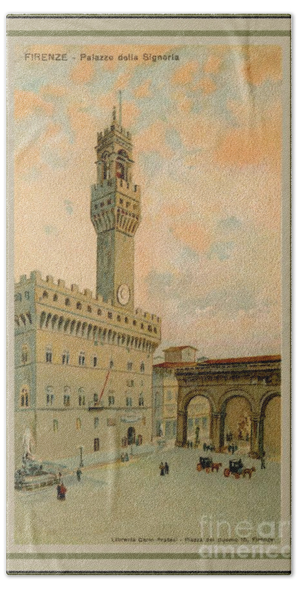  Hand Towel featuring the digital art Firenze Florence Palazzo Vecchio by Heidi De Leeuw