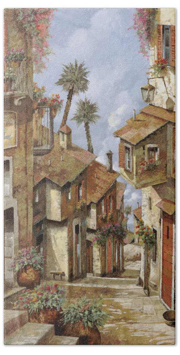 Landscape Hand Towel featuring the painting Le Palme Sul Tetto by Guido Borelli
