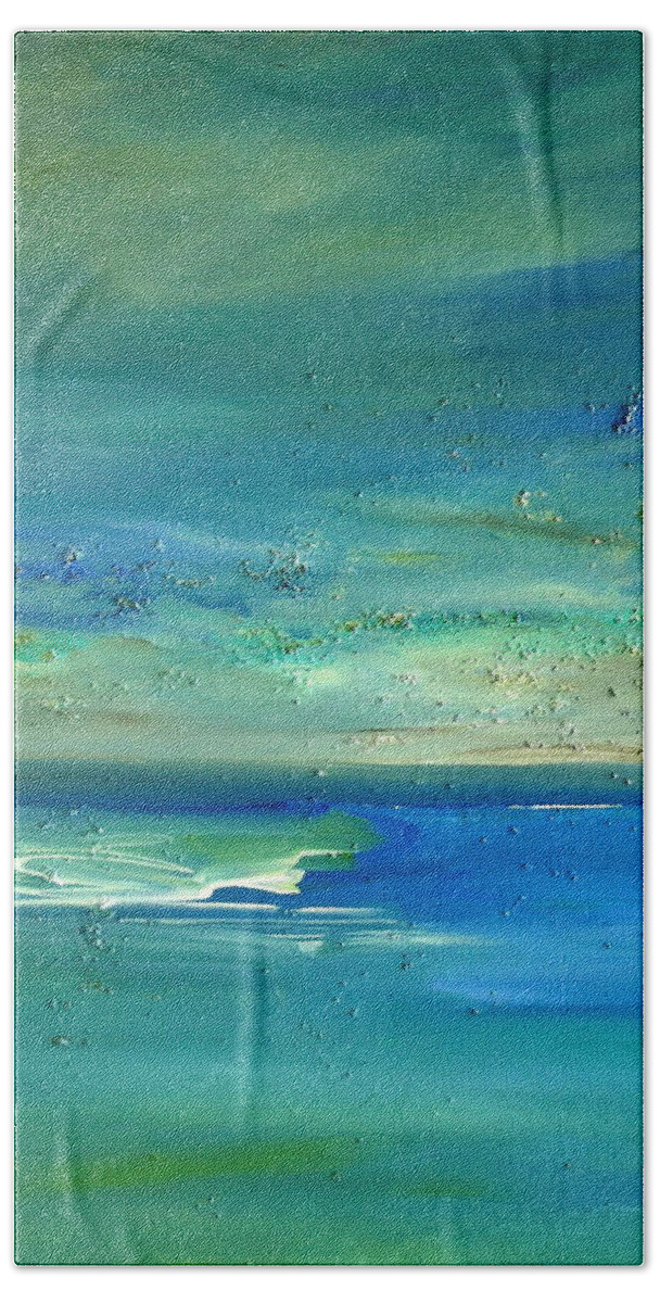 Fine Art Seascape Bath Towel featuring the painting Pearls of Tranquility Seascape 1 by Dolores Deal