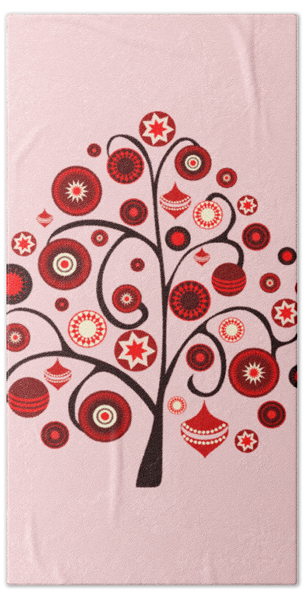 Interior Bath Towel featuring the digital art Red Ornaments by Anastasiya Malakhova