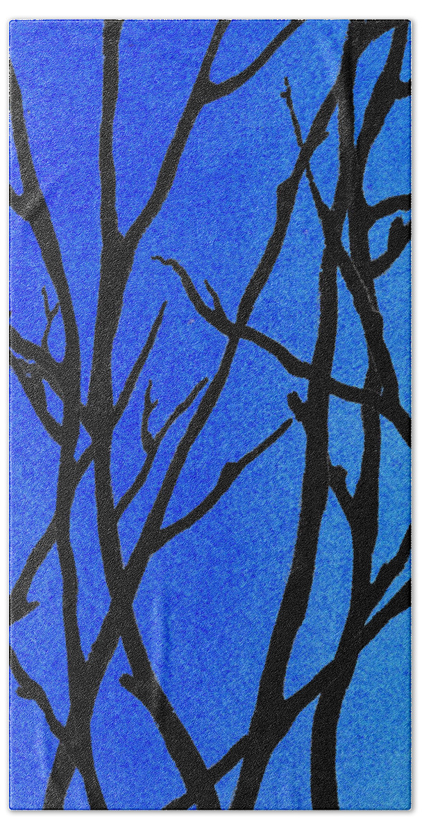 Winter Forest Hand Towel featuring the painting Ultramarine Forest Winter Blues I by Irina Sztukowski