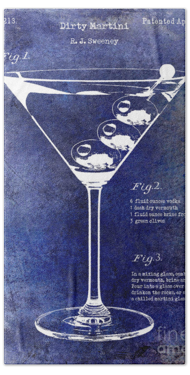 Martini Hand Towel featuring the photograph 1897 Dirty Martini Patent by Jon Neidert