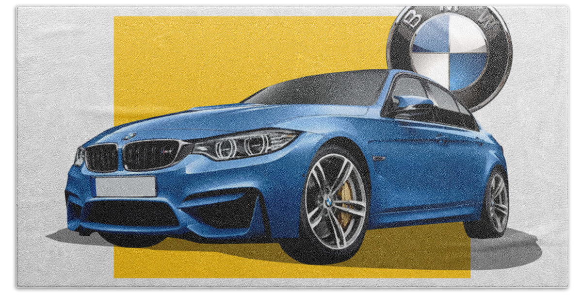 �bmw� Collection By Serge Averbukh Bath Towel featuring the photograph 2016 B M W M 3 Sedan with 3 D Badge by Serge Averbukh