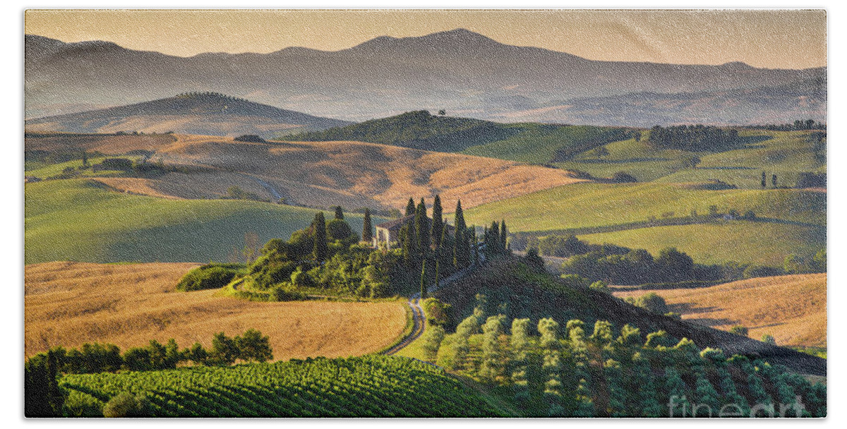 Agriculture Hand Towel featuring the photograph A Golden Morning in Tuscany #2 by JR Photography