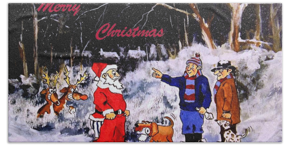 Christmas Bath Towel featuring the painting A Happy Christmas #2 by Barry BLAKE