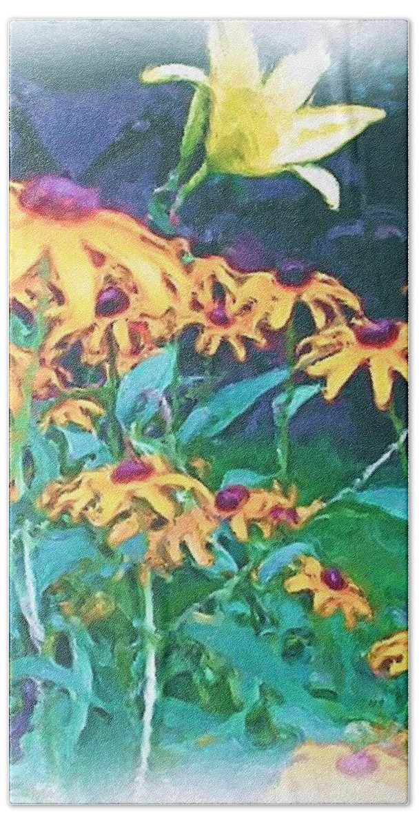 Mixed Media Hand Towel featuring the painting A Lily in the Field by Patricia Griffin Brett
