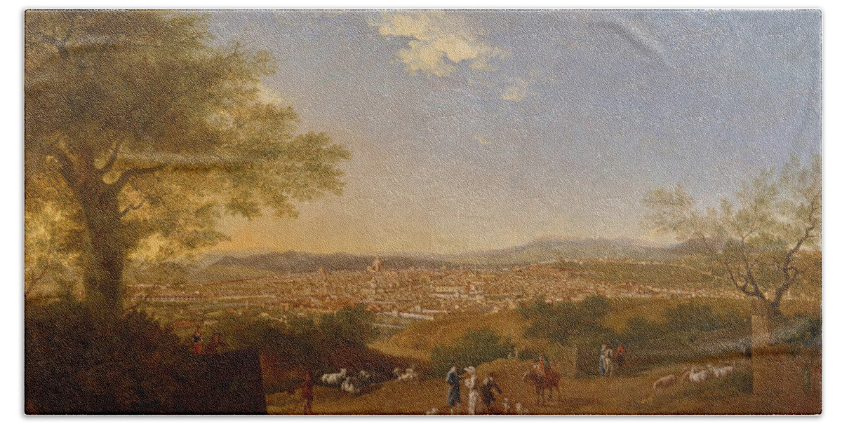 Thomas Patch Bath Towel featuring the painting A Panoramic View of Florence from Bellosguardo #2 by Thomas Patch