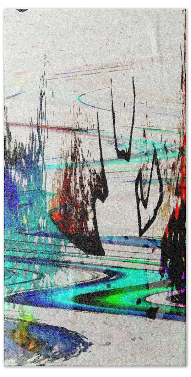 Abstract Bath Towel featuring the painting Abstract 1001 by Gerlinde Keating - Galleria GK Keating Associates Inc