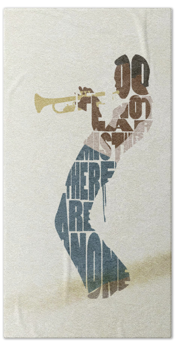 Miles Davis Bath Towel featuring the digital art Miles Davis Typography Art by Inspirowl Design