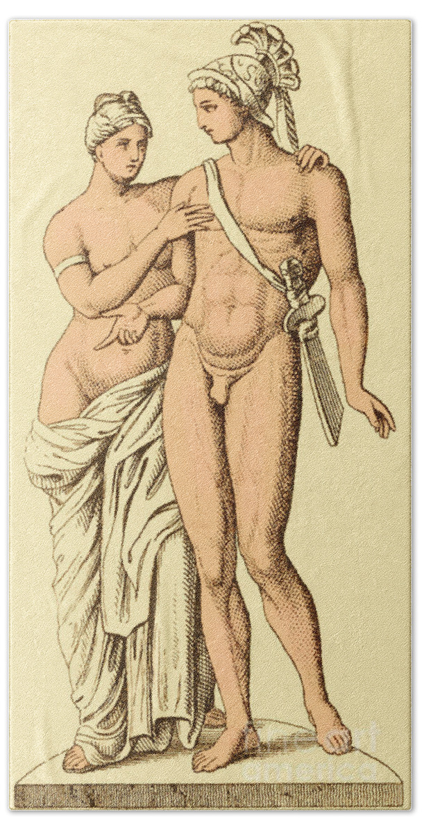 History Bath Towel featuring the photograph Aphrodite And Ares, Greek Olympians #1 by Photo Researchers