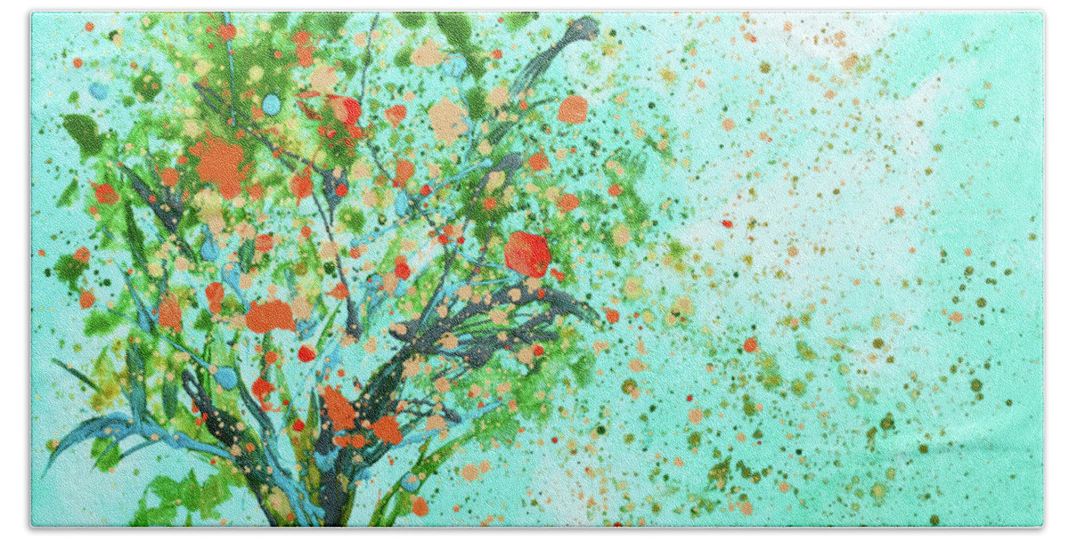 Apple Bath Towel featuring the painting Apple Tree #1 by Gina De Gorna