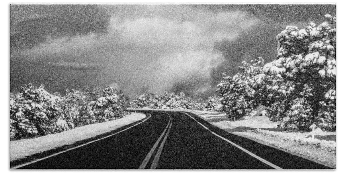 2 Pid Monochrome Open Hand Towel featuring the photograph Arizona Snow #1 by Gregory Daley MPSA