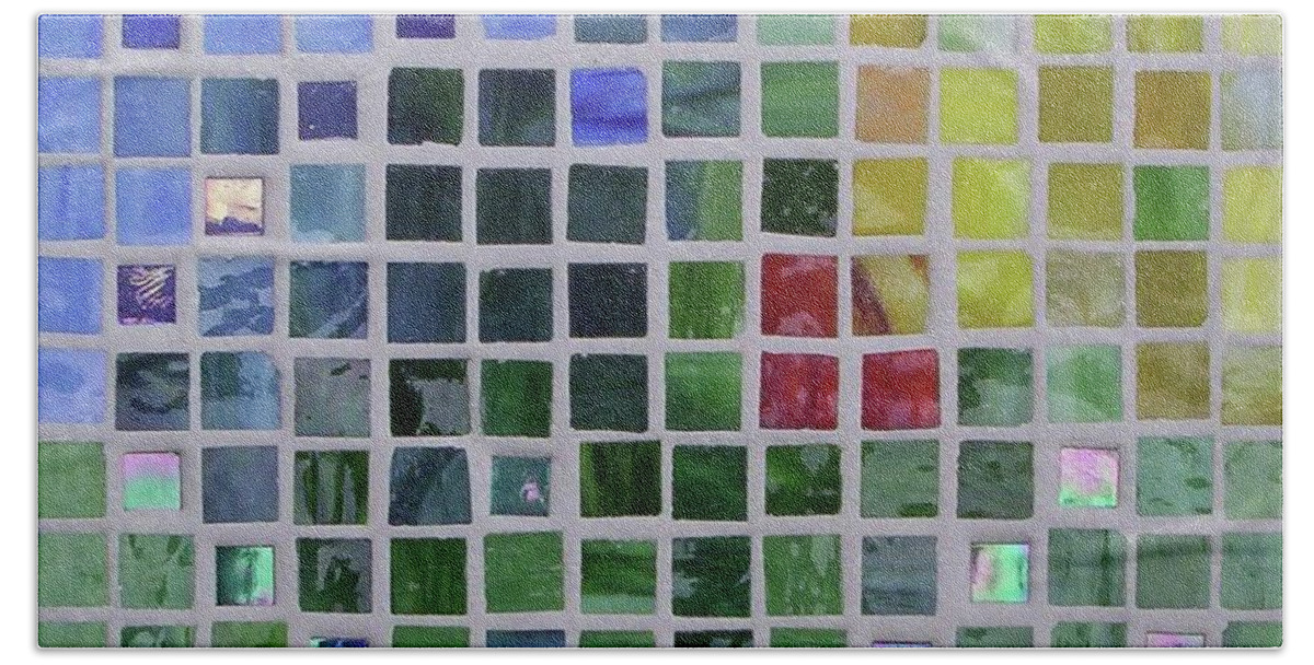 Mosaics Bath Towel featuring the glass art Arrival by Suzanne Udell Levinger