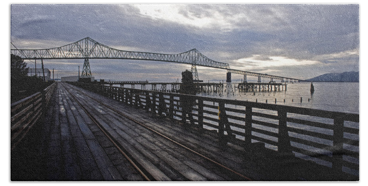Landscape Hand Towel featuring the photograph Astoria-Megler Bridge 4 #1 by Lee Santa