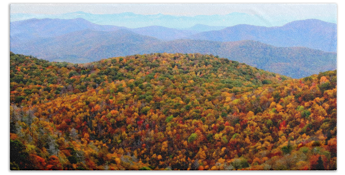 Mountain Landscape Hand Towel featuring the photograph Autumn Display #1 by Allen Nice-Webb