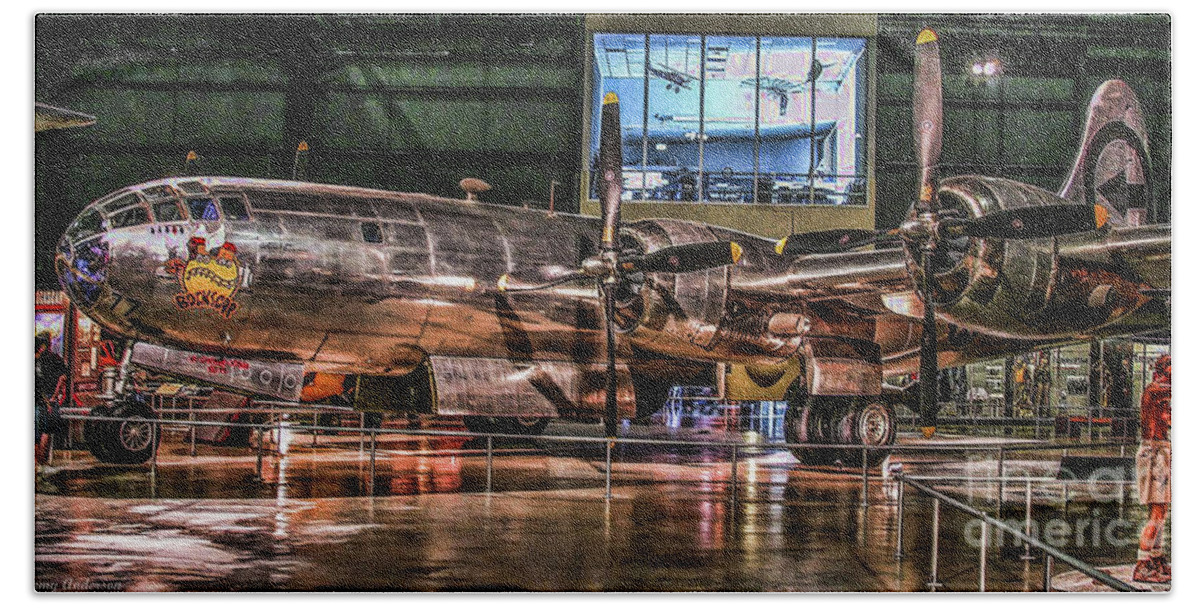 Usaf Museum Bath Towel featuring the photograph B-29 BocksCar #1 by Tommy Anderson