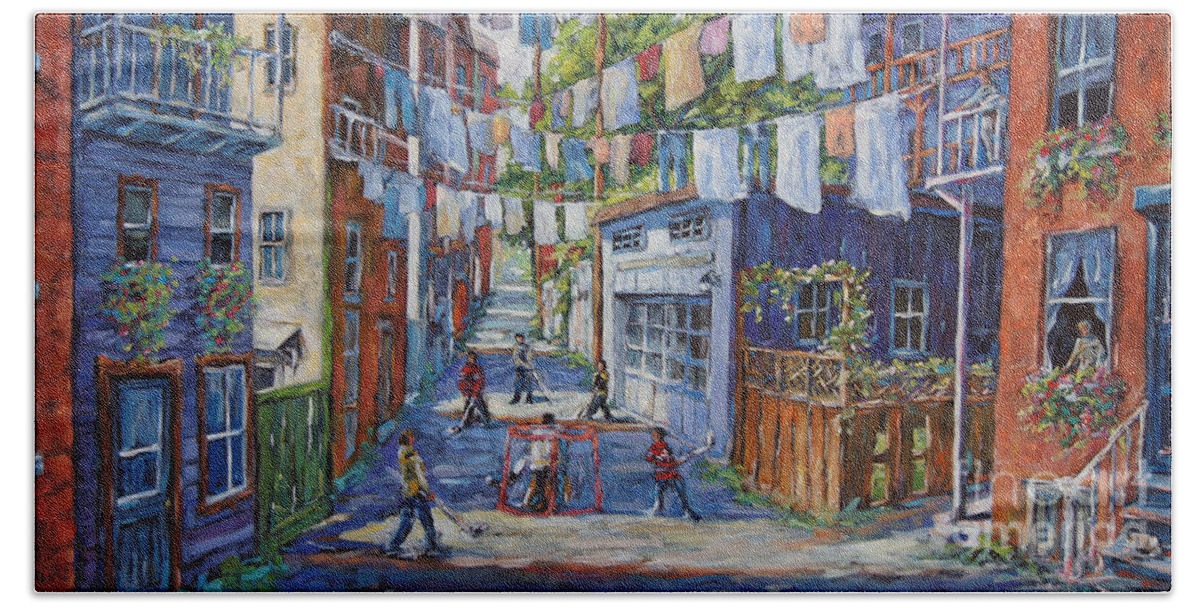 Kid-friendly Bath Towel featuring the painting Back Lanes Hockey Champs by Prankearts #1 by Richard T Pranke