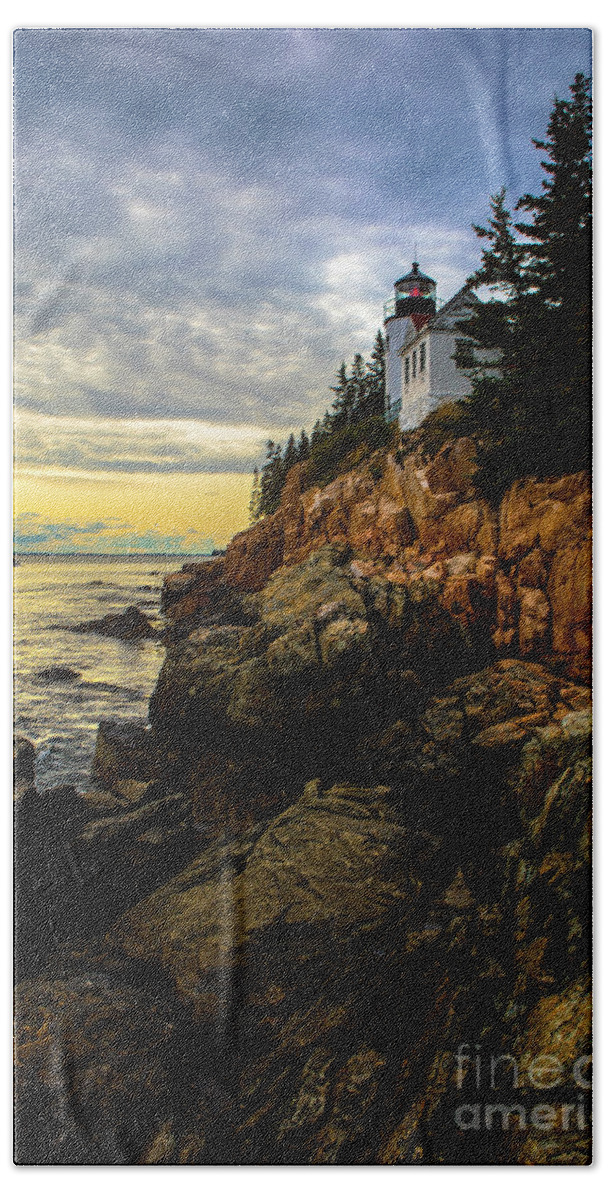 Lighthouse Hand Towel featuring the photograph Bass Harbor Lighthouse #4 by Diane Diederich