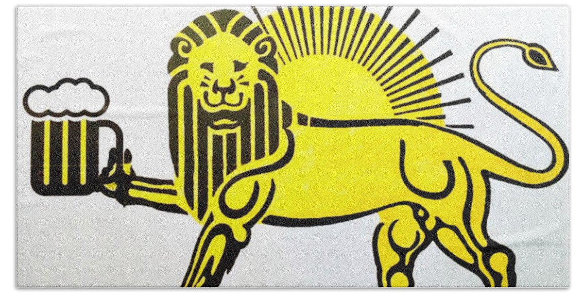 Lion Bath Towel featuring the painting Beersia by Joel Tesch