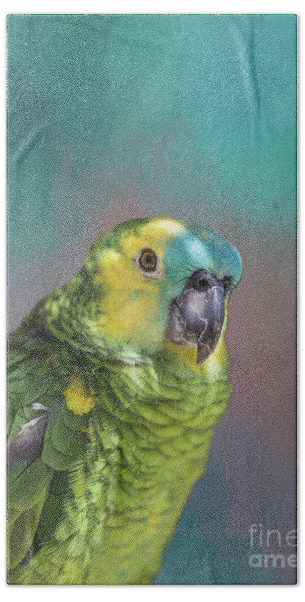 Blue-fronted Amazon Hand Towel featuring the photograph Blue-Fronted Amazon #1 by Eva Lechner